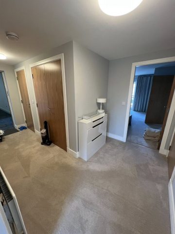 Wallpaper removal and painting in Bearsden living room, kitchen, hall and bedroom by Kastle Decor