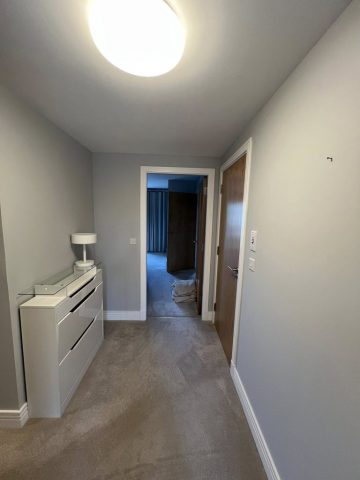 Wallpaper removal and painting in Bearsden living room, kitchen, hall and bedroom by Kastle Decor