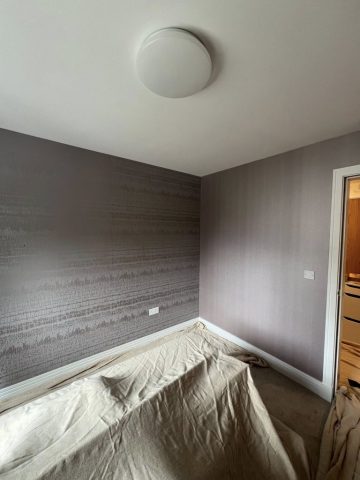 Wallpaper removal and painting in Bearsden living room, kitchen, hall and bedroom by Kastle Decor