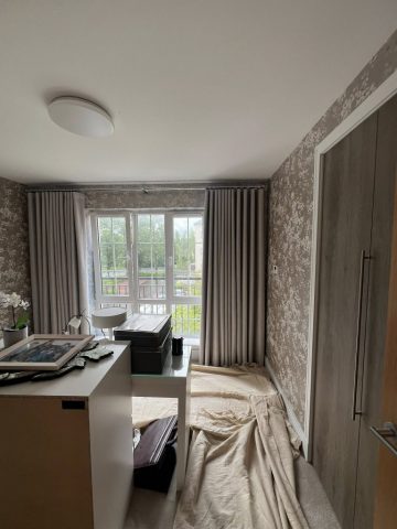 Wallpaper removal and painting in Bearsden living room, kitchen, hall and bedroom by Kastle Decor