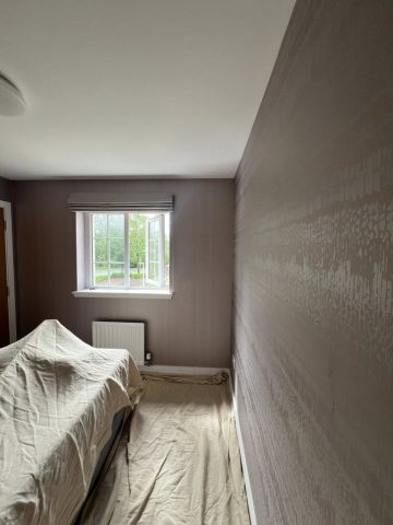 Wallpaper removal and painting in Bearsden living room, kitchen, hall and bedroom by Kastle Decor