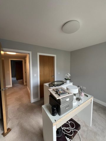 Wallpaper removal and painting in Bearsden living room, kitchen, hall and bedroom by Kastle Decor