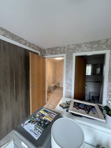 Wallpaper removal and painting in Bearsden living room, kitchen, hall and bedroom by Kastle Decor