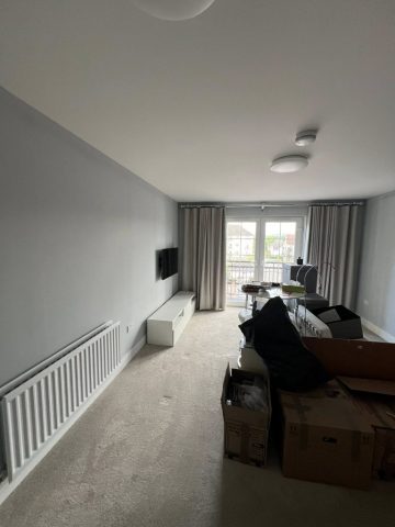 Wallpaper removal and painting in Bearsden living room, kitchen, hall and bedroom by Kastle Decor
