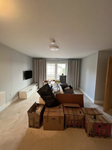 Wallpaper removal and painting in Bearsden living room, kitchen, hall and bedroom by Kastle Decor