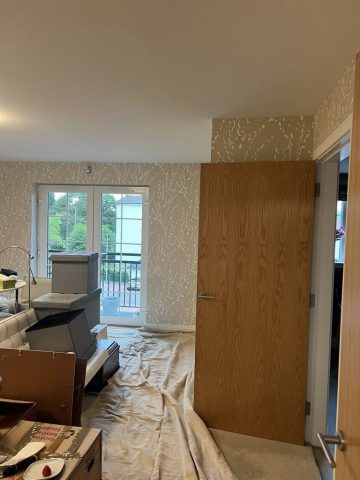 Wallpaper removal and painting in Bearsden living room, kitchen, hall and bedroom by Kastle Decor