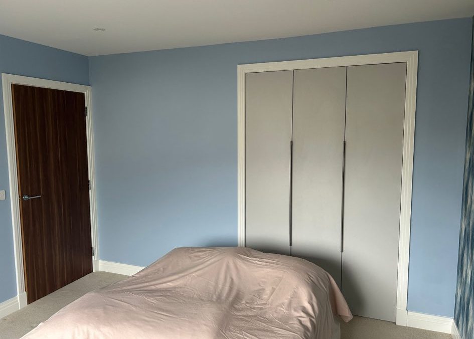 Modern wallpaper installation in Strathaven bedroom by Kastle Decor