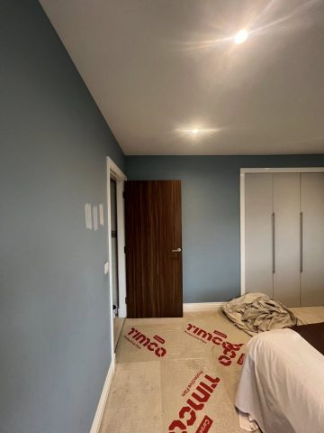 Modern wallpaper installation in Strathaven bedroom by Kastle Decor